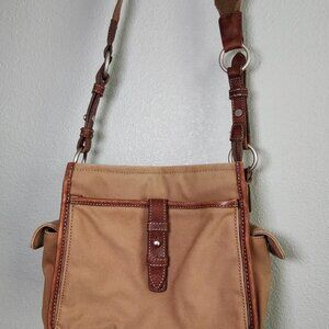 Fossil Original Premium No. 054 Satchel Crossbody Canvas Leather Purse Bag